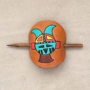 Native American Leather Hair Stick Barrette